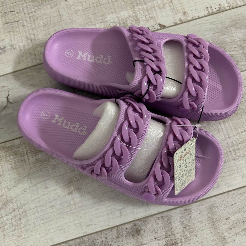 Mudd Lavender Chain-Link Slide Sandals